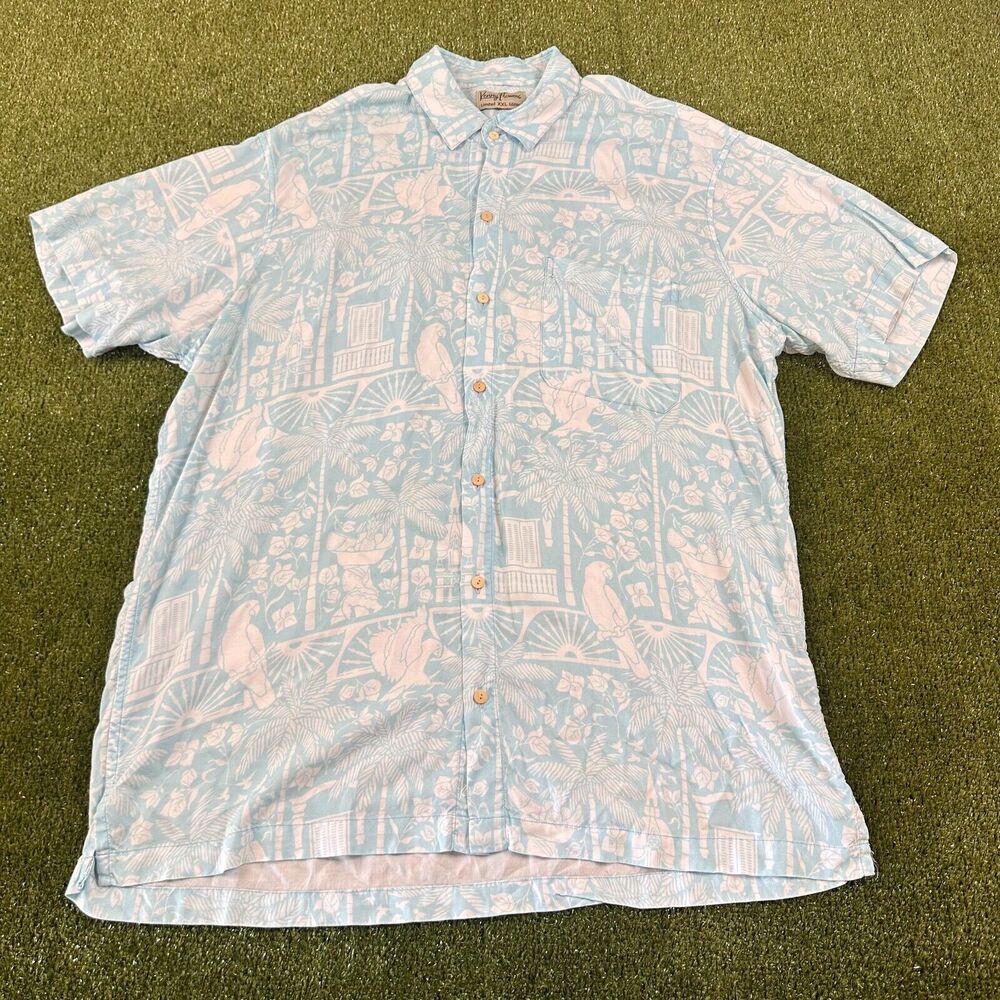 Kenny Flowers Shirt Mens 2XL Blue Limited Edition Hawaiian All Over Print Rayon